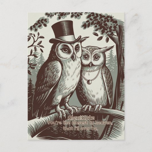Schattigee uil Valentijnsdag Briefkaart (Voorkant)