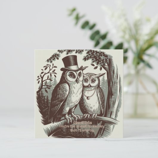 Schattigee uil Valentijnsdag Feestdagenkaart (Staand voorkant)