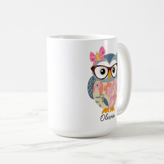 Schattigee uil vlinderbloem koffiemok (Voorkant rechts)