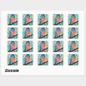 Schattigee Uil Vogel Waterverf Kunst Vierkante Sticker (Vel)