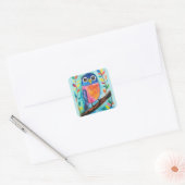 Schattigee Uil Vogel Waterverf Kunst Vierkante Sticker (Envelop)