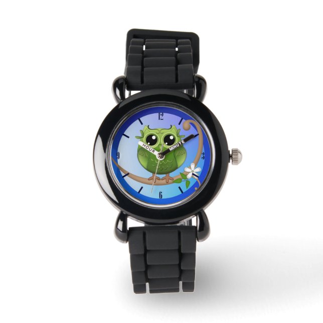 Schattigee Uil, volle maan & aangepaste klok numme Horloge (Voorkant)