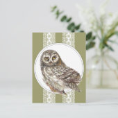 Schattigee Uil - Waterverf Bird, Wildlife, Natuur Briefkaart (Staand voorkant)