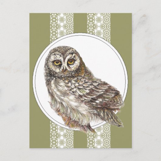 Schattigee Uil - Waterverf Bird, Wildlife, Natuur Briefkaart (Voorkant)