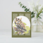 Schattigee Uil - Waterverf Bird, Wildlife, Natuur Briefkaart (Staand voorkant)