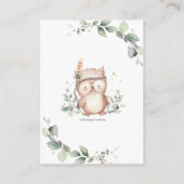 Schattigee Uil Woodland Green Krans Luier Raffle Informatiekaartje (Achterkant)