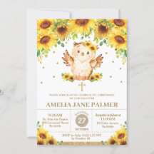 Schattigee Uil Zonnebloem Bloemen Doop Doopsel Mei