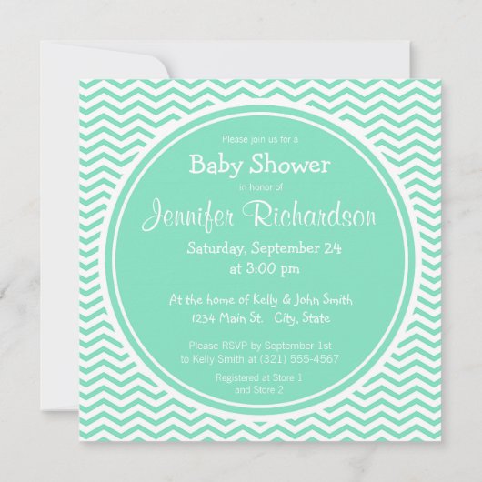 Schattigee uilen; Aqua Green Chevron Kaart (Achterkant)