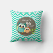 Schattigee uilen; Aqua Green Chevron Kussen (Achterkant)