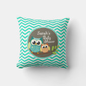 Schattigee uilen; Aqua Green Chevron Kussen (Voorkant)