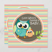 Schattigee uilen Baby shower, heldere regenboog st Kaart (Voorkant / Achterkant)