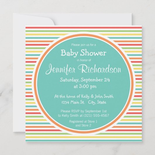Schattigee uilen Baby shower, heldere regenboog st Kaart (Achterkant)