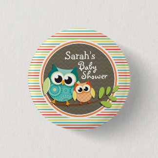 Schattigee uilen Baby shower, heldere regenboog st Ronde Button 3,2 Cm