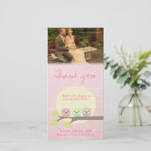 Schattigee uilen bruiloft dank u fotokaart bedankkaart (Staand voorkant)