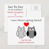 Schattigee uilen Custom Wedding Save the Date Post Aankondigingskaart (Voorkant / Achterkant)