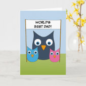 Schattigee uilen - "De beste vader van de wereld!" Kaart (Gele Bloem)