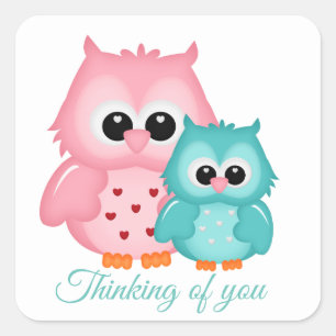 Schattigee uilen die aan je denken vierkante sticker