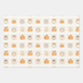 Schattigee uilen en pompoenen herfst inpakpapier vel (Voorkant 3)