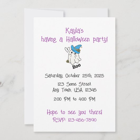 Schattigee uilen en spook Halloween-uitnodiging Kaart (Achterkant)