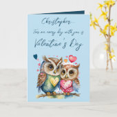 Schattigee uilen gepersonaliseerde naam blauw Vale Kaart (Gele Bloem)