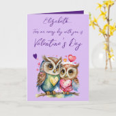 Schattigee uilen gepersonaliseerde naam paarse Val Kaart (Gele Bloem)