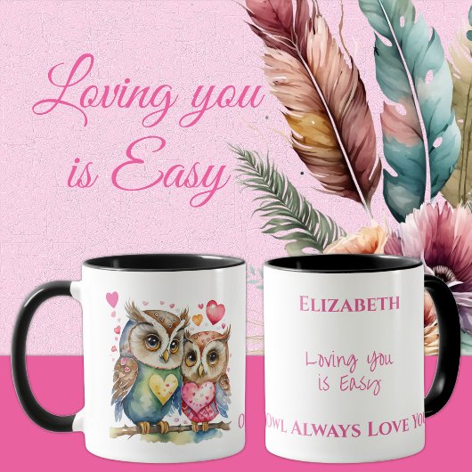 Schattigee uilen houden van je gepersonaliseerde n mok