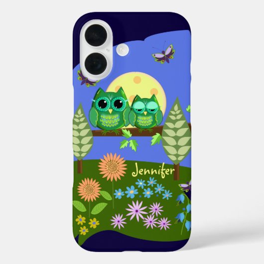 Schattigee Uilen in Zomerland & aangepaste Naam Case-Mate iPhone Case (Achterkant)