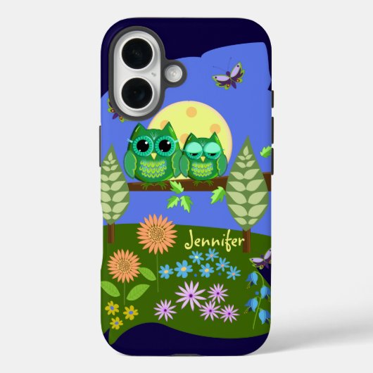 Schattigee Uilen in Zomerland & aangepaste Naam Case-Mate iPhone Case (Achterkant)