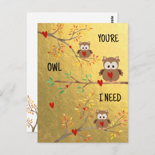 Schattigee uilen | Je bent Uil die ik nodig heb Briefkaart (Voorkant / Achterkant)