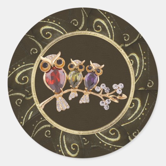 Schattigee Uilen Juwelen Fotoprint Stickers (Voorkant)