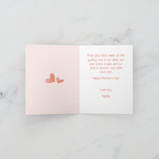 Schattigee uilen mam en Baby liefde Moederdag Kaar (Binnen)