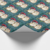 Schattigee uilen paar glanzende kerst cadeaupapier (Hoek)