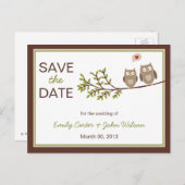 Schattigee uilen Save the Date Briefkaart (Voorkant / Achterkant)