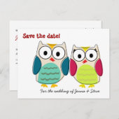 Schattigee uilen slaan de datum op aankondigingskaart (Voorkant / Achterkant)