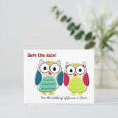 Schattigee uilen slaan de datum op aankondigingskaart (Staand voorkant)