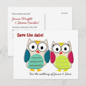 Schattigee uilen slaan de datum op aankondigingskaart (Voorkant / Achterkant)
