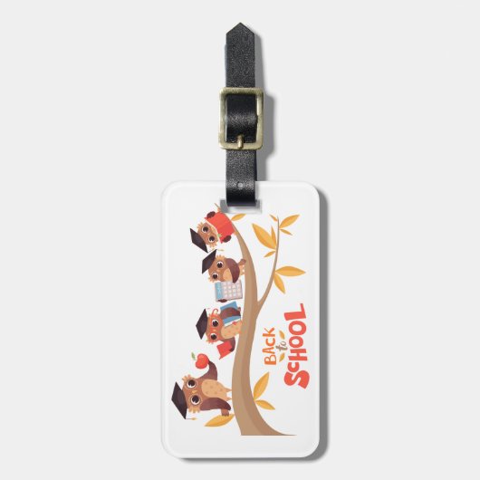 Schattigee uilen terug naar school Afstuderen Bagagelabel (Voorkant verticaal)