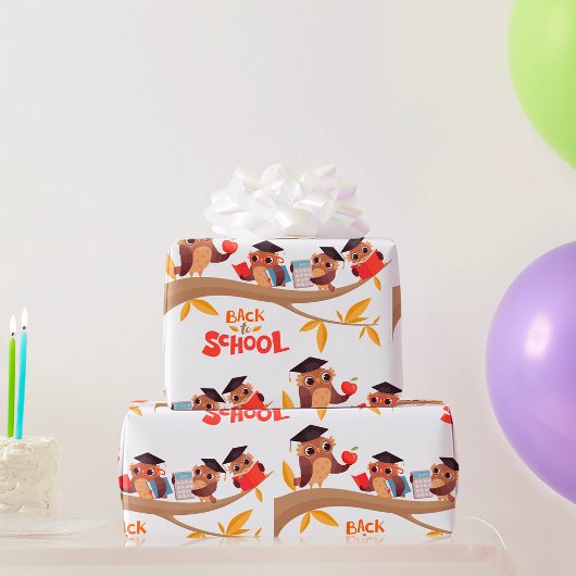 Schattigee uilen terug naar school Afstuderen Cadeaupapier