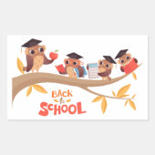 Schattigee uilen terug naar school Afstuderen Rechthoekige Sticker (Voorkant)