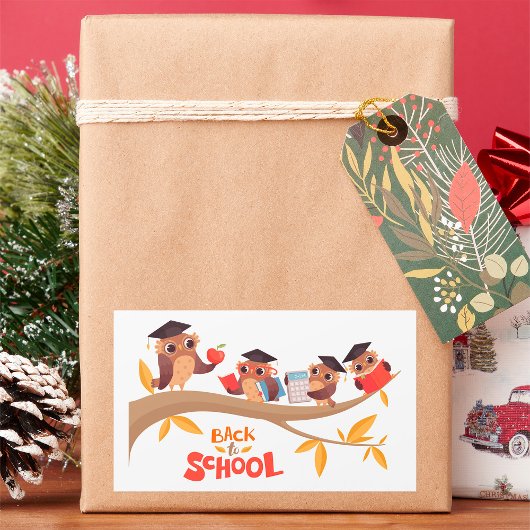 Schattigee uilen terug naar school Afstuderen Rechthoekige Sticker