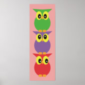 Schattigee uilen Uil totem 3 Rood Paarse Groen Poster (Voorkant)