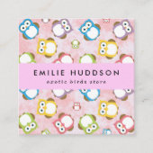 Schattigee uilen, uilenpatroon, dierenwinkel, voge vierkante visitekaartje (Voorkant)