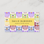 Schattigee uilen, uilenpatroon, dierenwinkel, voge visitekaartje (Voorkant)