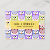 Schattigee uilen, uilenpatroon, dierenwinkel, voge visitekaartje (Voorkant)