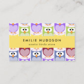 Schattigee uilen, uilenpatroon, dierenwinkel, voge visitekaartje (Voorkant)