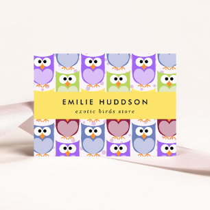 Schattigee uilen, uilenpatroon, dierenwinkel, voge visitekaartje