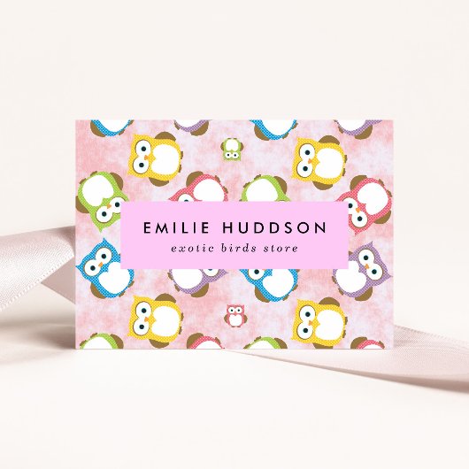 Schattigee uilen, uilenpatroon, dierenwinkel, voge visitekaartje