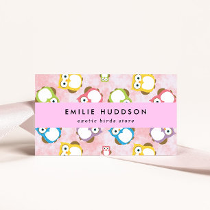 Schattigee uilen, uilenpatroon, dierenwinkel, voge visitekaartje