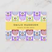 Schattigee uilen, uilenpatroon, dierenwinkel, voge visitekaartje (Voorkant)