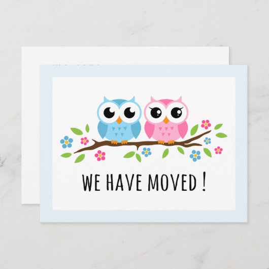 Schattigee uilen We hebben een adreswijziging verp Aankondigingskaart (Voorkant / Achterkant)